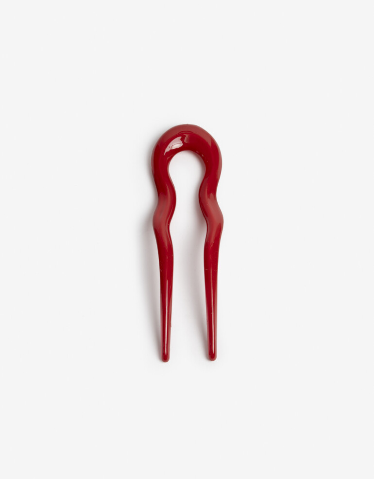 Peinetas y Palitos Acrilico Palito Glossy Formato Wavy. - Rojo Medio