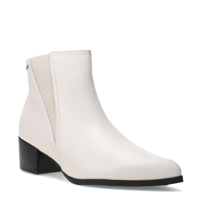 Botas de Mujer Bottero Caña Baja de Cuero Marfil