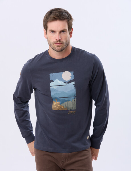 REMERA ESTAMPADA DE ALGODÓN Azul