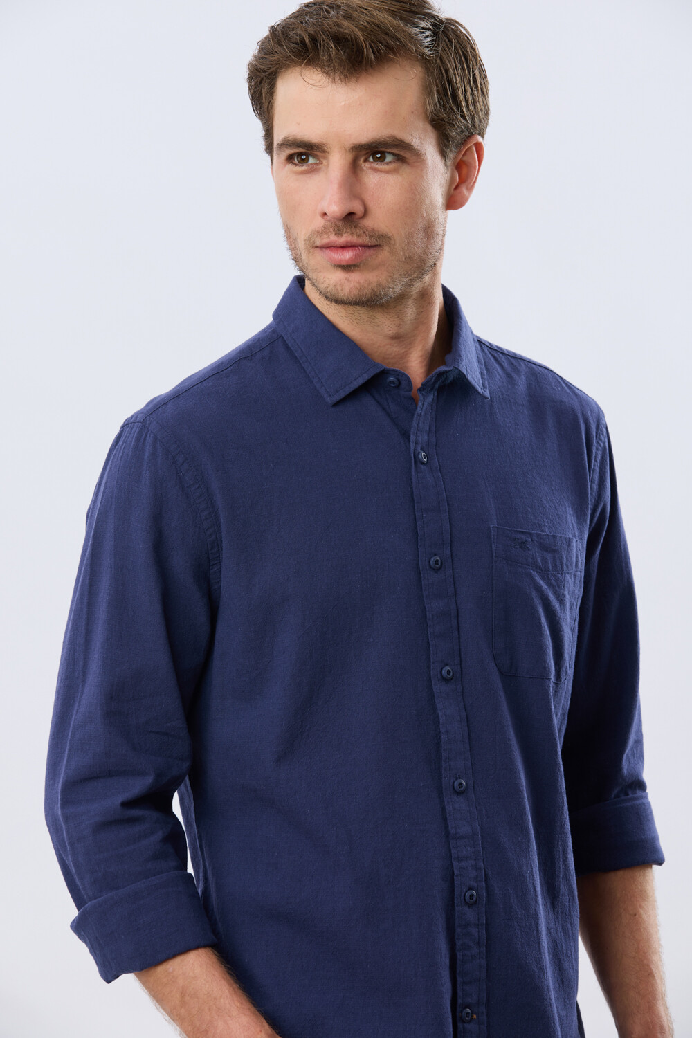 CAMISA LISA DE LINO Azul