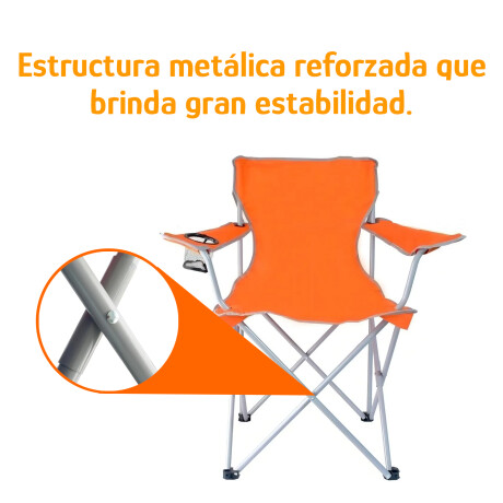 Silla Plegable Infantil 50kg Reforzada Con Portavaso Y Funda Naranja