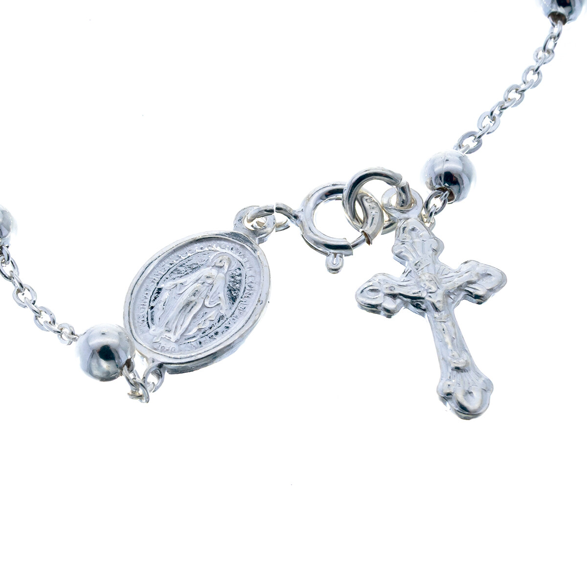 Pulsera religiosa de plata 925 tipo Rosario. 