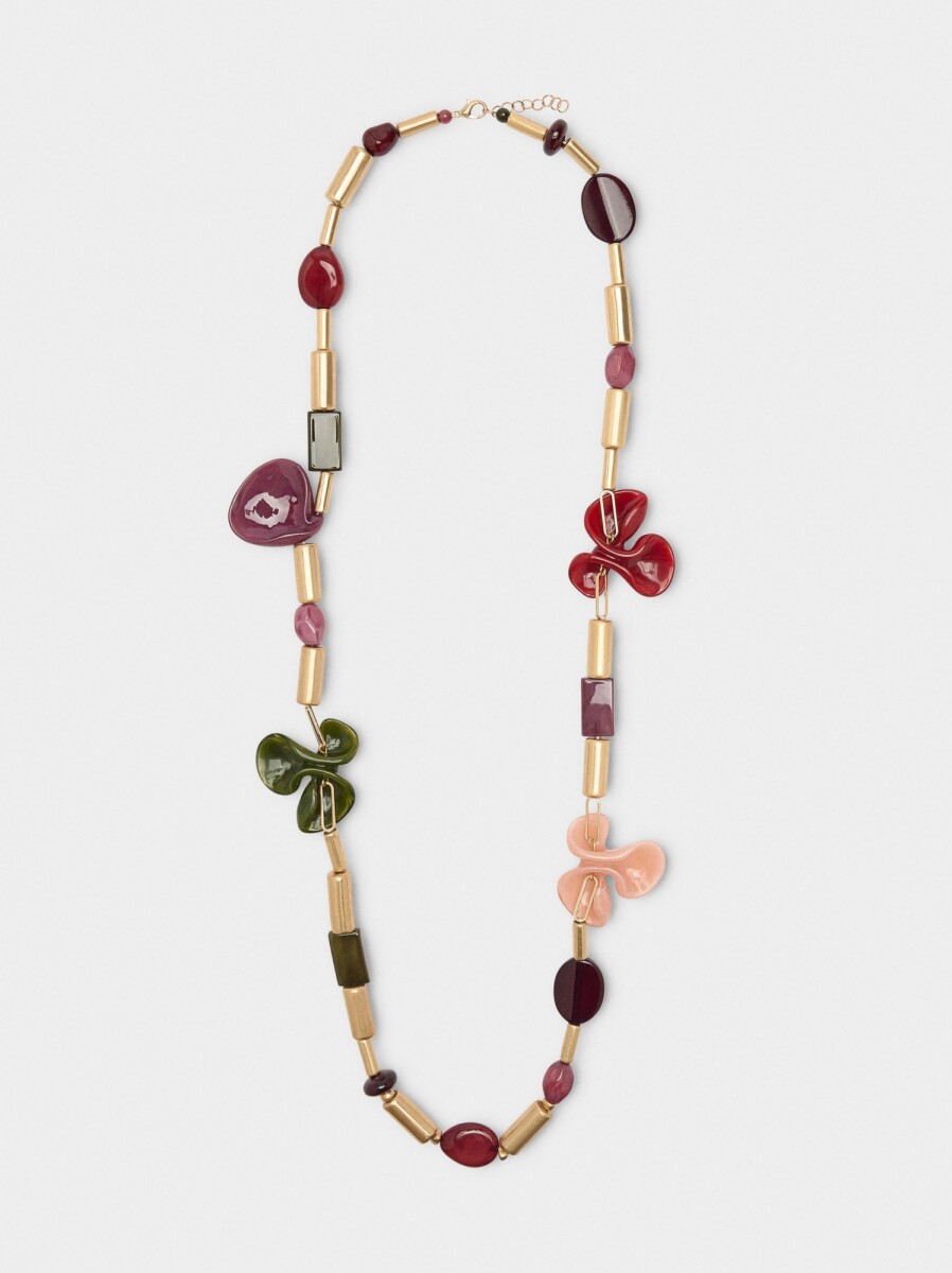 Collar Largo Con Flores De Resina - multicolor 