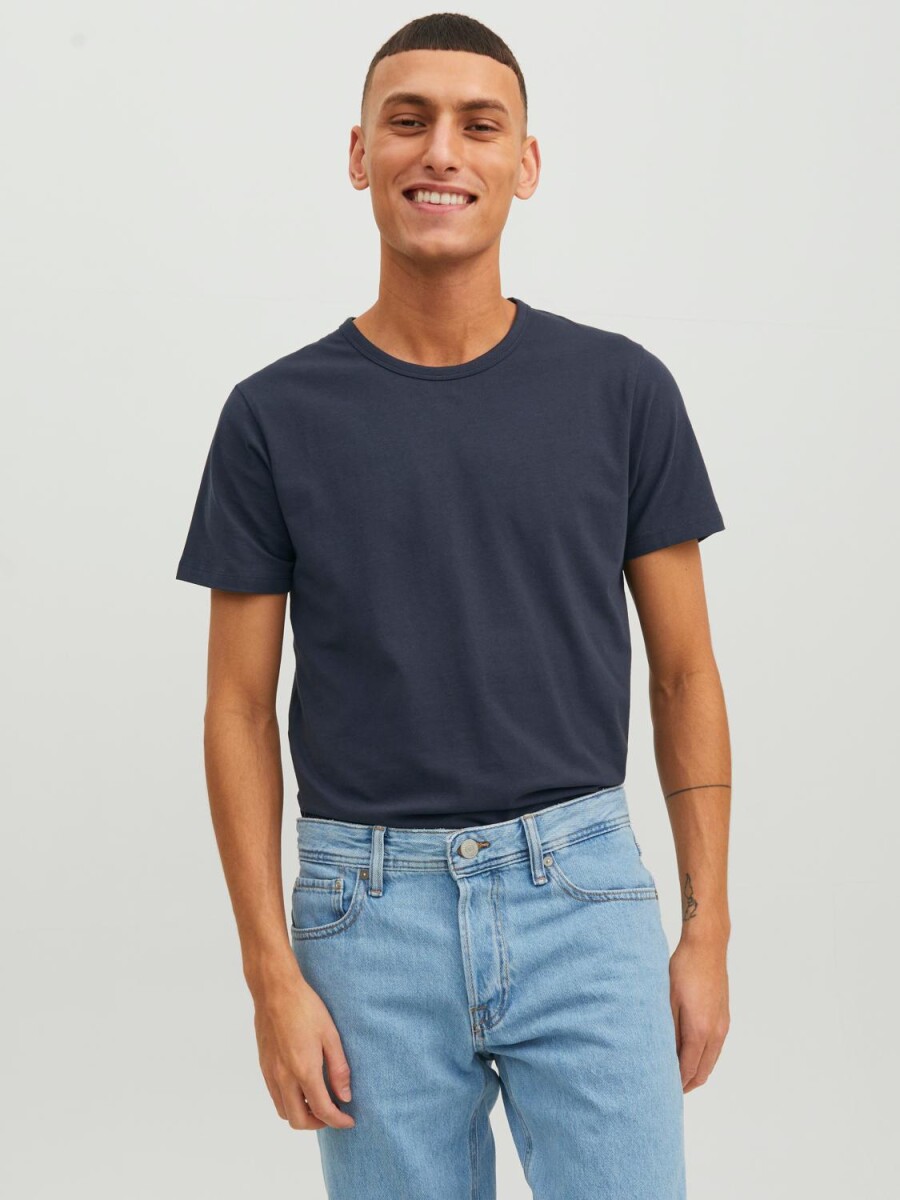 Camiseta básica regular fit de algodón y lycra - Navy Blue 