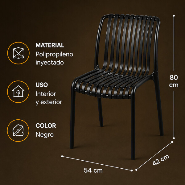 Silla Comedor ComboHome Vetro Isabelini X4 Negro 1