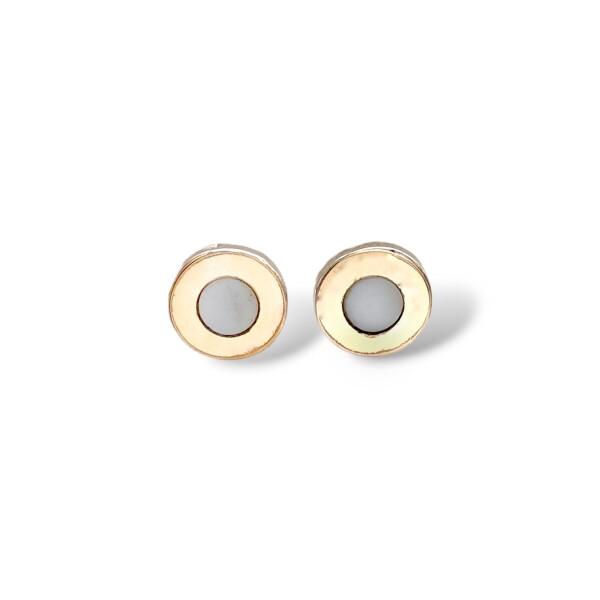Caravanas Círculo Nácar-Plata y oro-Nácar-CA5130 conpiedra