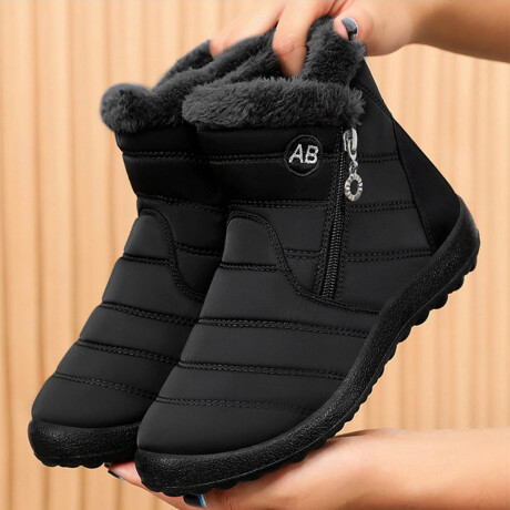 Bota De Abrigo Mujer Corderito Impermeable C/cierre Negro