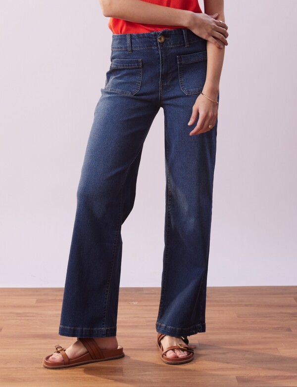 Jean Wide Leg Pockets JEAN OSCURO