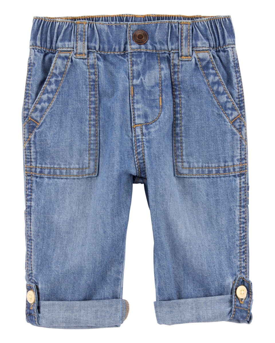 Pantalón jean con puños plegables 