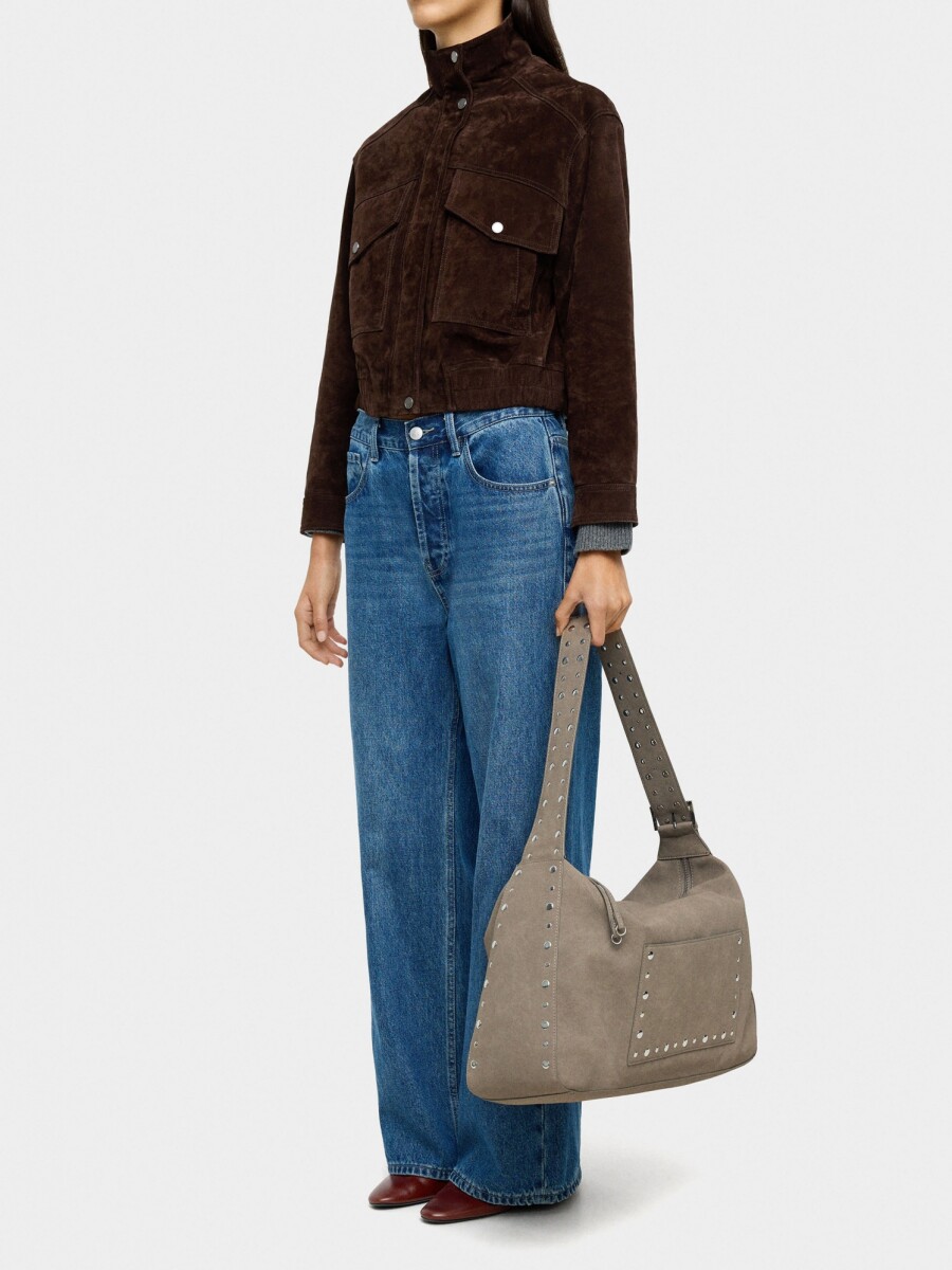 Bolso De Mano Efecto Piel Con Tachuelas blanco