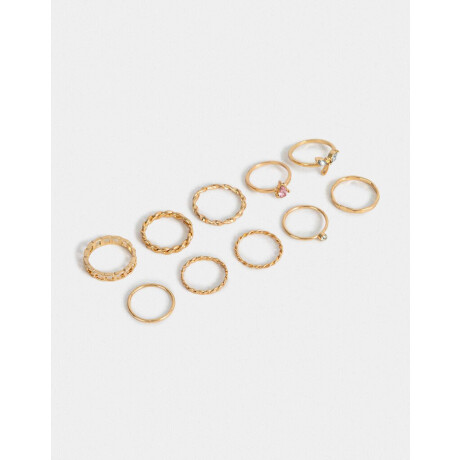 Sets De Anillos Strass Crystal Dorado