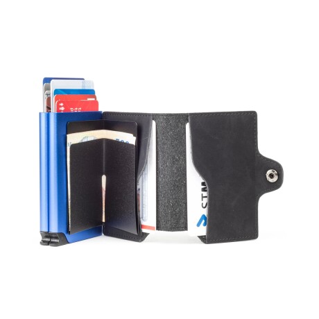 Billetera Baleine Double Kansas en Aluminio y Cuero con Protección RFID Dark Blue