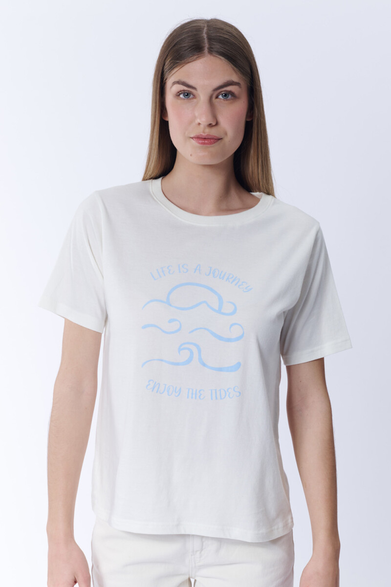 Remera Estampa Olas Blanco