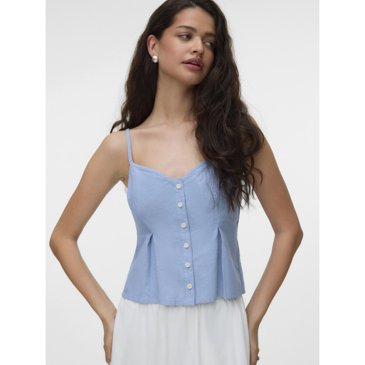 VMNORMA SL CHAMBRAY STRAP TOP - Light Blue 