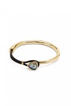 PULSERA FINA CON ALEACIÓN DE METALES BAÑADA EN ORO 18K CON CUERO Y CRISTAL FACETADO MULTICOLOR Pulsera
