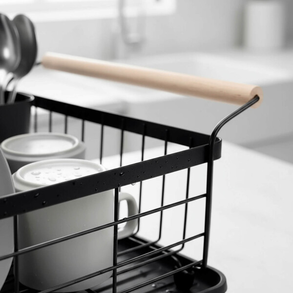 Escurridor Seca Platos Vajilla De Metal Asa De Madera Cocina Imback Color Negro Escurridor Seca Platos Vajilla De Metal Asa De Madera Cocina Imback Color Negro