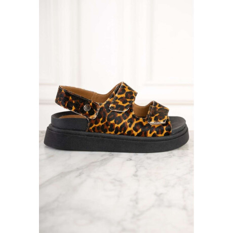 Sandalia Cuero Animal Print Marron