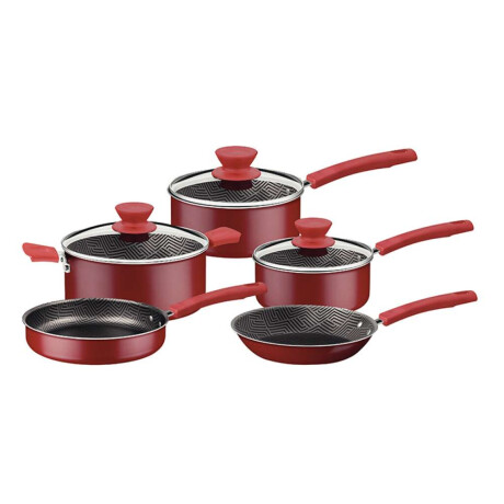 Batería De Cocina, Roja 5 Piezas Tramontina Nassau