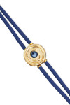 PULSERA DE CUERO DOBLE AZUL CON DETALLE DE OJO EN ALEACIÓN DE METALES BAÑADO EN ORO DE 18K Y CRISTAL Pulsera