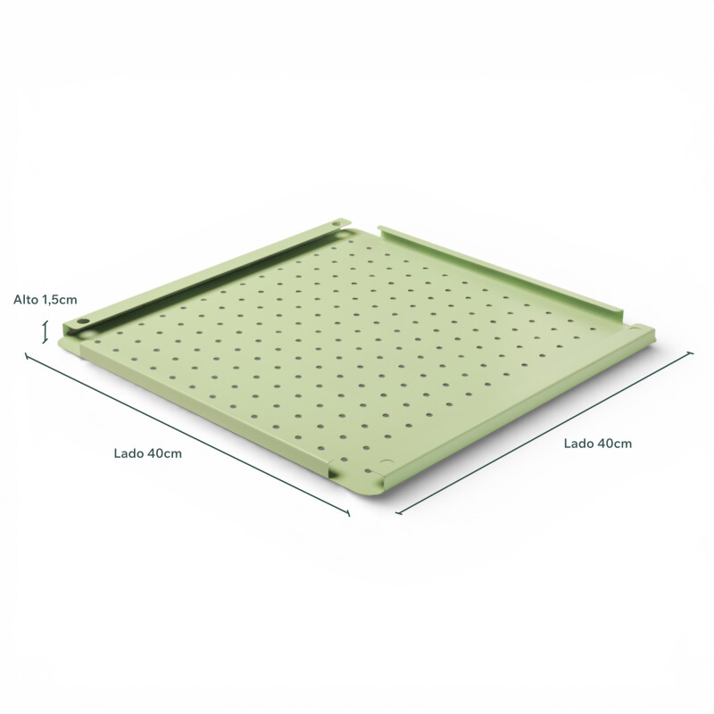 Panel perforado pegboard metálico organizador de pared 40x40 cm – Multiuso para el hogar Verde