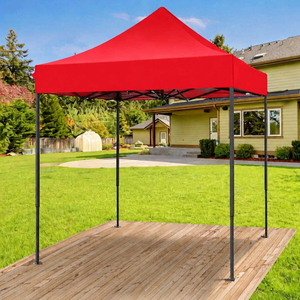 Gazebo plegable para exterior 3m x 3m | Rojo 