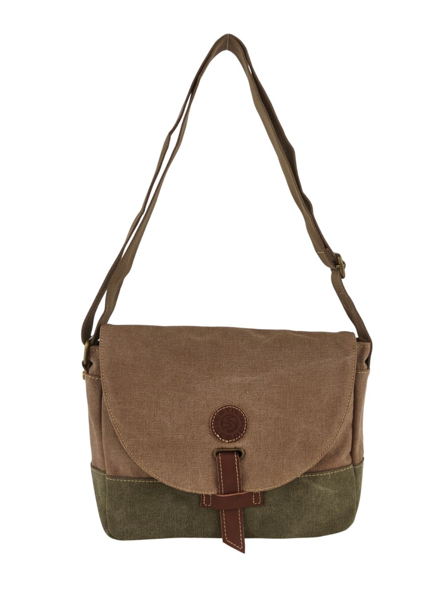 Morral con solapa - Marrón con Verde 