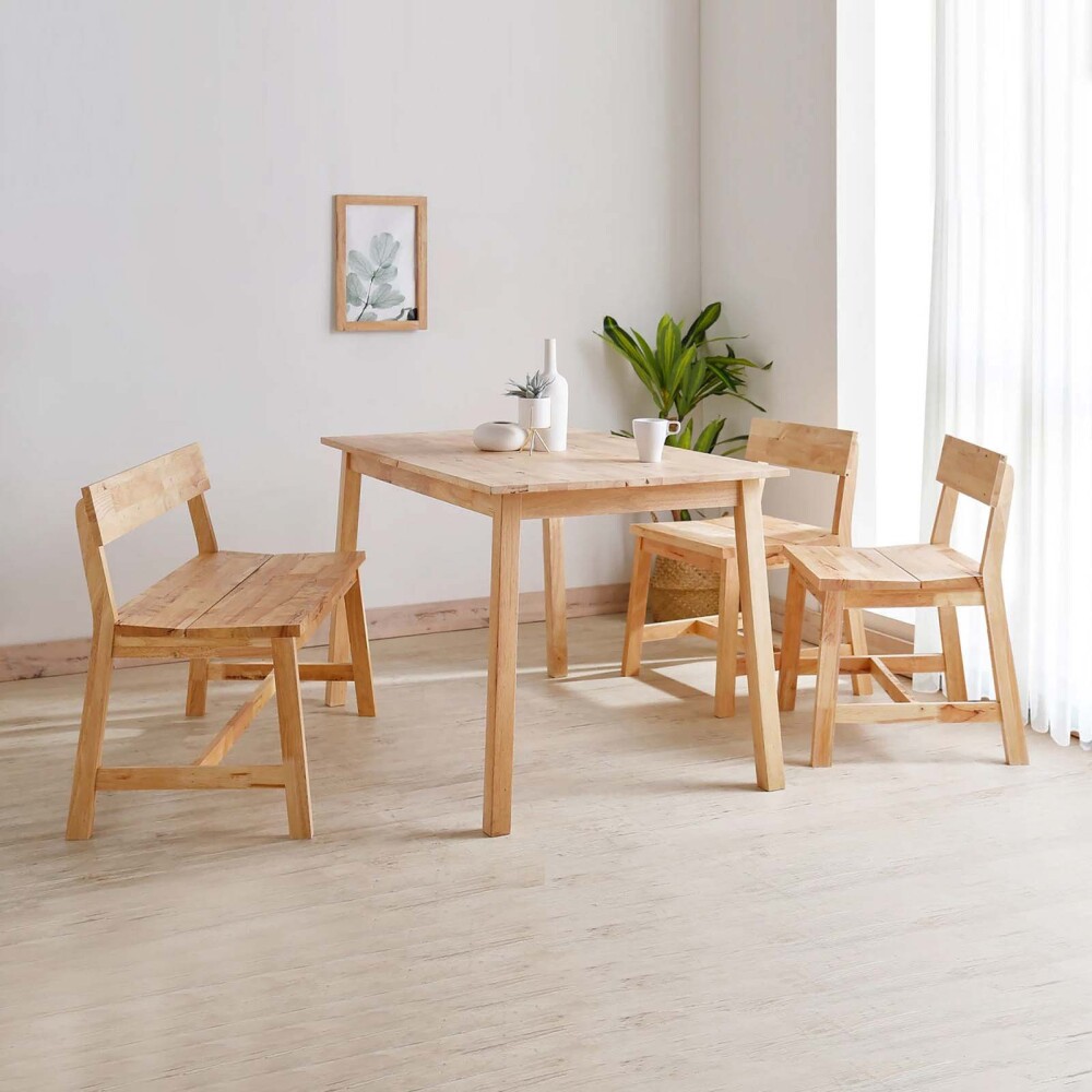 JUEGO DE COMEDOR MADERA NATURAL-BEIGE MONTANA