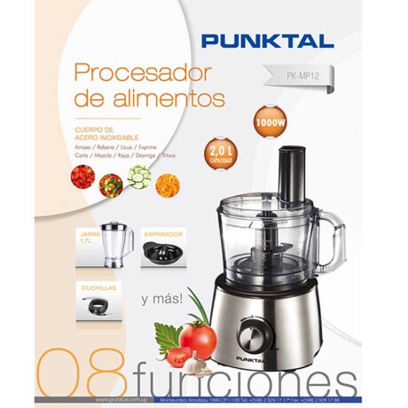 Procesadora Punktal MP12 Inox con Vaso y Exprimidor 001