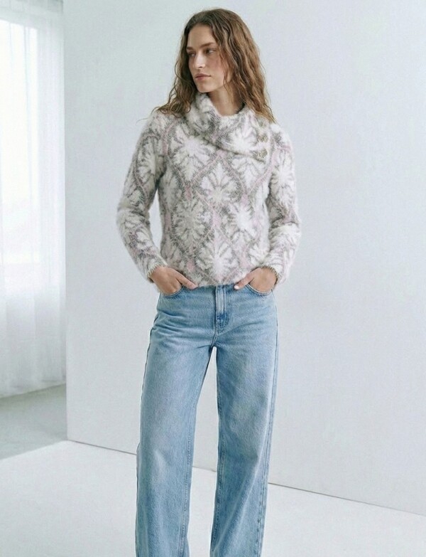 Buzo Cuello Volcado Mohair MULTI/BLANCO