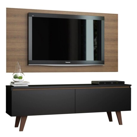 Rack TV mueble Lumax + panel rústico con estantes 55” Negro/Marron