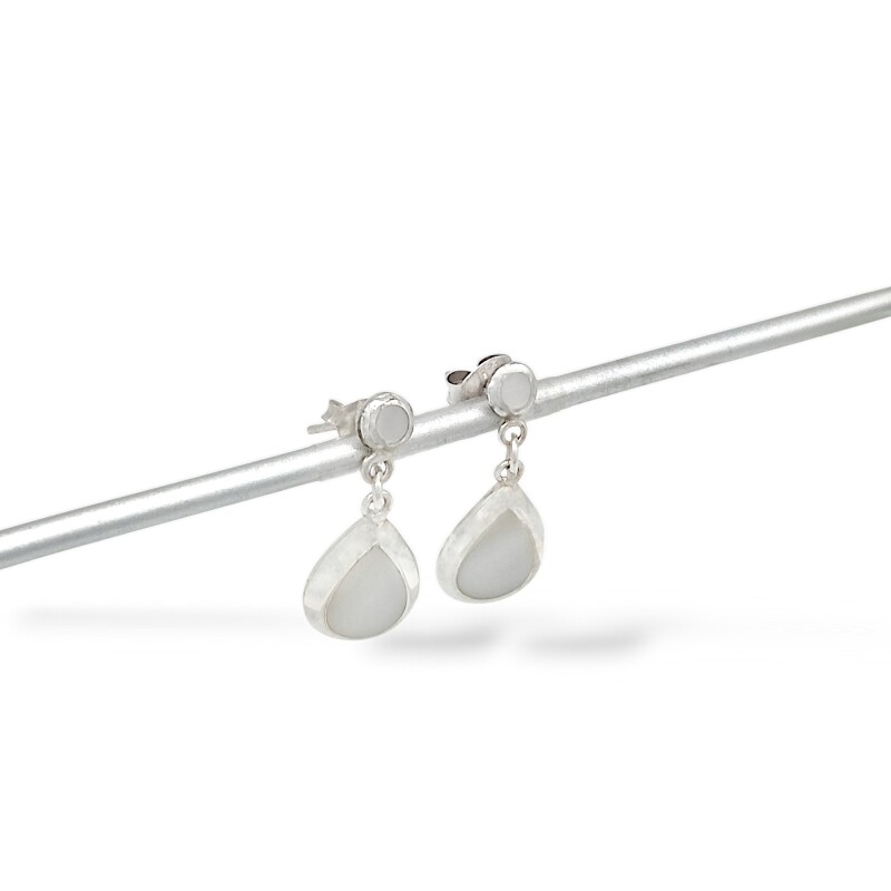 Caravanas Colgante gota-Plata 925-Nacar-CA3069 conpiedra