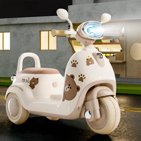 Triciclo Eléctrico Infantil Moto Para Niños A Batería Beige