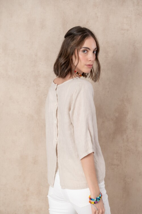 Blusa en lino Beige