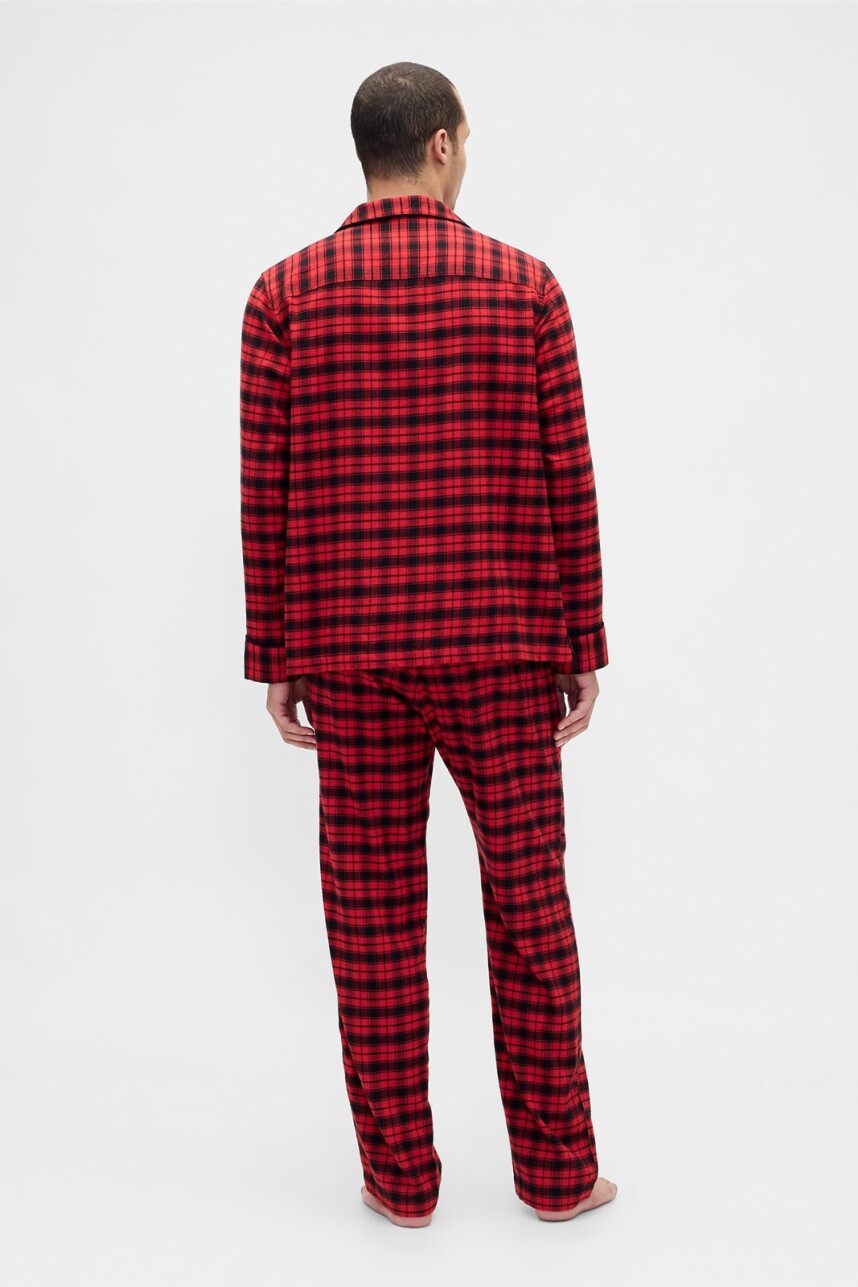 Pijama Set De Camisa Y Pantalón Flannel Hombre Fs Red Black Plaid