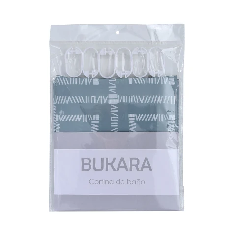 Cortina Baño Bukara con Argollas 180 x 180 cm 1474 GEOMETRICO MENTA
