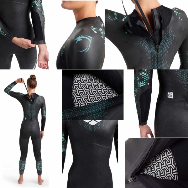 Traje de Neopreno con Carbono de Competición para Aguas Abiertas Mujer Powerskin Storm Swimsuit Carbon Wetsuit Negro