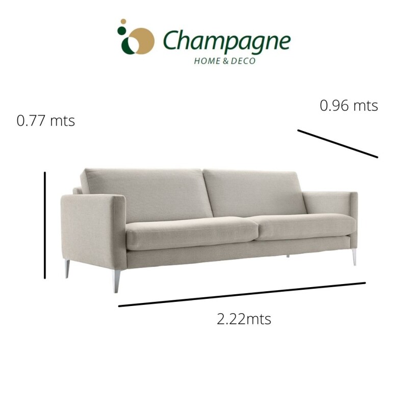 SOFA 3 CUERPOS - TAPIZADO TELA CLARA - PATA ALUMINIO SOFA 3 CUERPOS - TAPIZADO TELA CLARA - PATA ALUMINIO