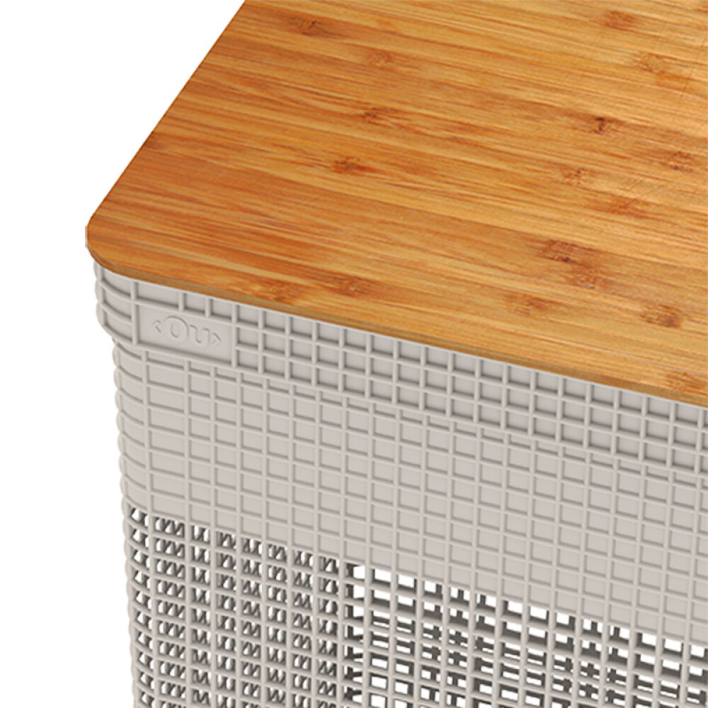 Organizador Alto l Tapa de Bambú Beige