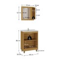 MUEBLE DE BAÑO 60 CM CON MESADA Y ESPEJO - MIEL/FUME MUEBLE DE BAÑO 60 CM CON MESADA Y ESPEJO - MIEL/FUME