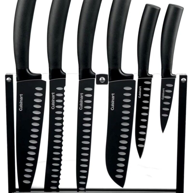 Juego de cuchillos con filo anti adherente de 7 piezas color negro Cuisinart Juego de cuchillos con filo anti adherente de 7 piezas color negro Cuisinart