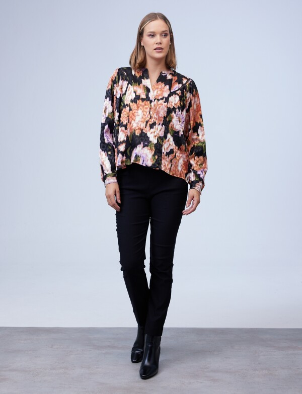 Blusa Saten Print MULTI/ROSA