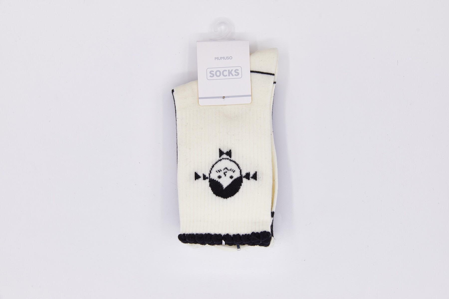 CALCETINES DEPORTIVOS DE DIBUJOS ANIMADOS PARA MUJER (2 PARES/BLANCO Y NEGRO) 