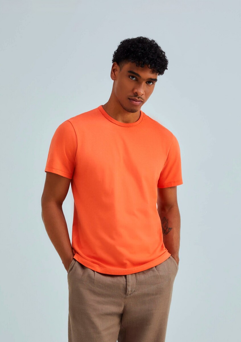 CAMISETAS BÁSICAS MANGA CORTA SLIM - NARANJA 