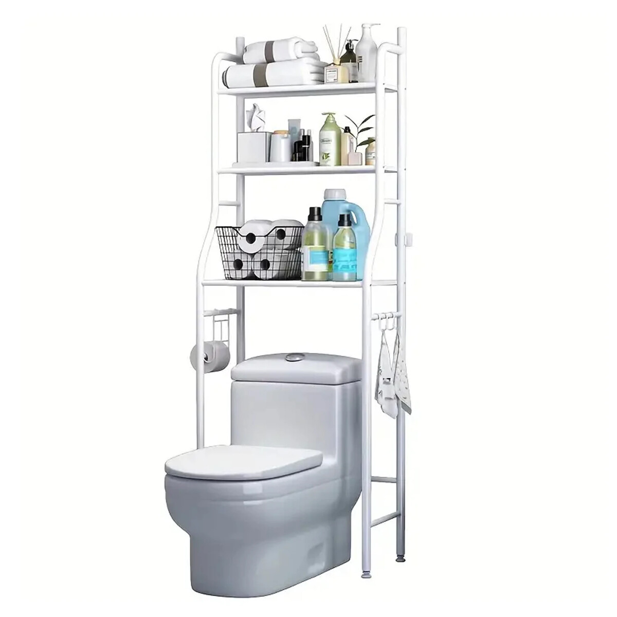Estante Organizador Multifunción de Baño 3 Niveles 47×152cm - Blanco 