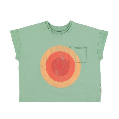 SS24.JRS2422B.k Remera Verde Con Estampado De Círculos Multicolores 4 Años Piupiuchick