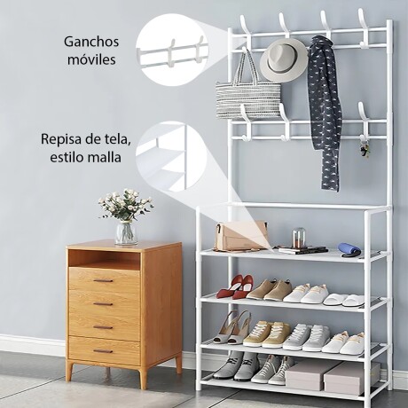 Organizador Perchero Zapatera 2 en 1 Ahorra Espacio Multiuso Blanco