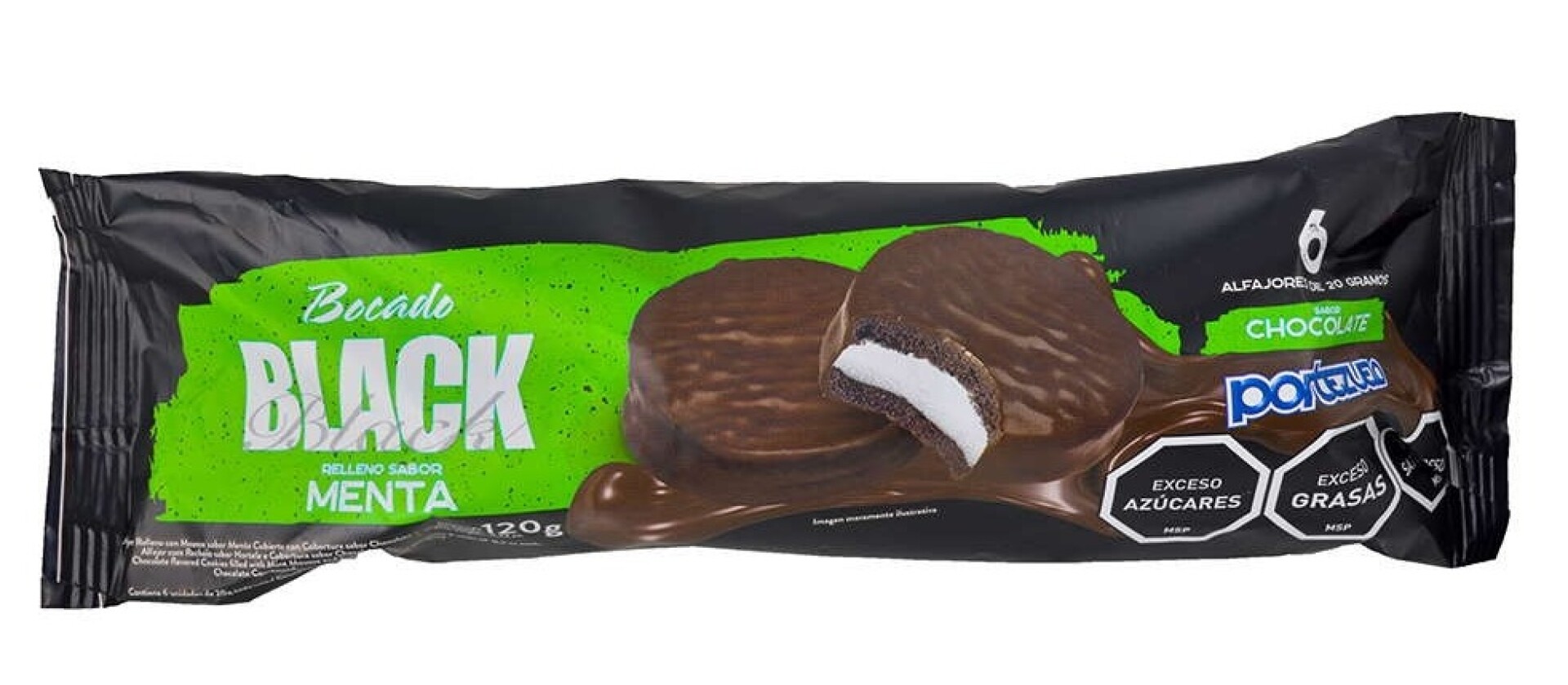 ALFAJOR BOCADO BLACK TUBO X6 MENTA PORTEZUELO 