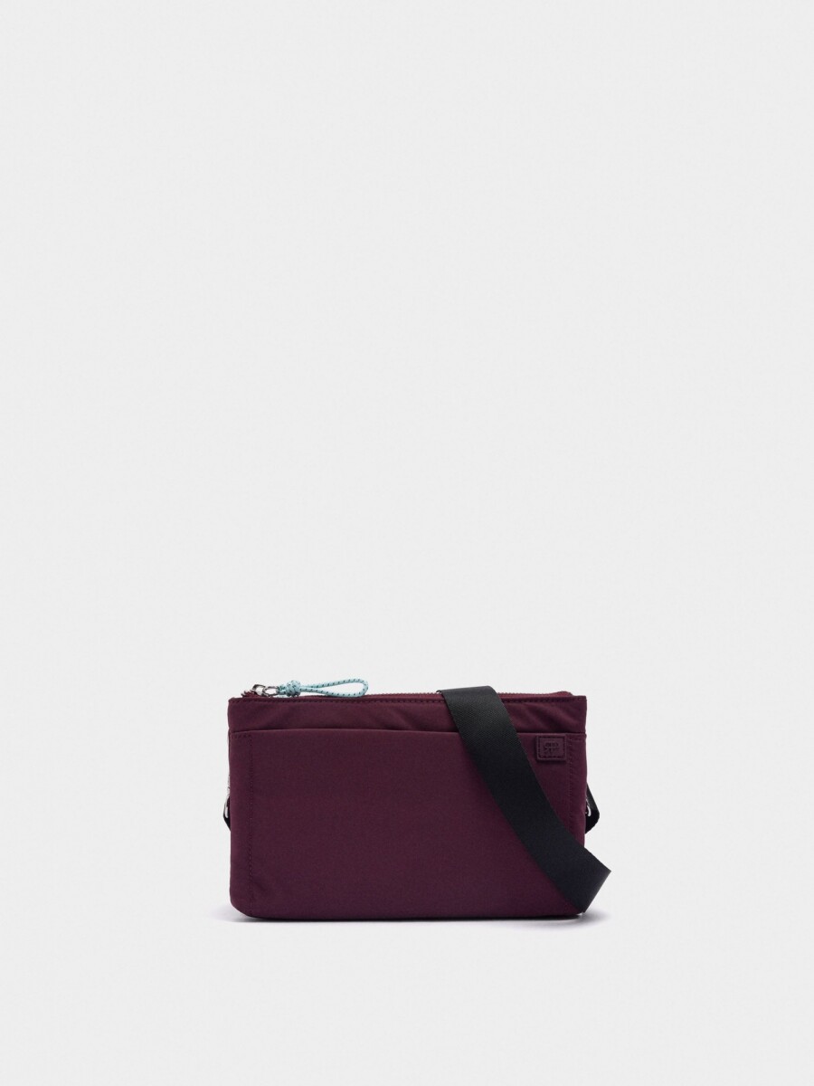 Bolso Bandolera Doble De Nylon burdeos