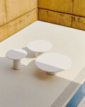 Mesa de centro Albanella de cemento con acabado blanco brillante Ø65 cm