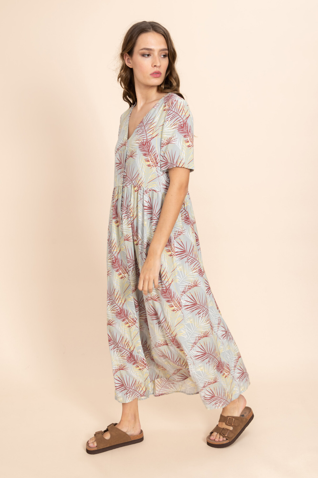 Vestido largo viscosa Estampado verde BAS Basic Simple